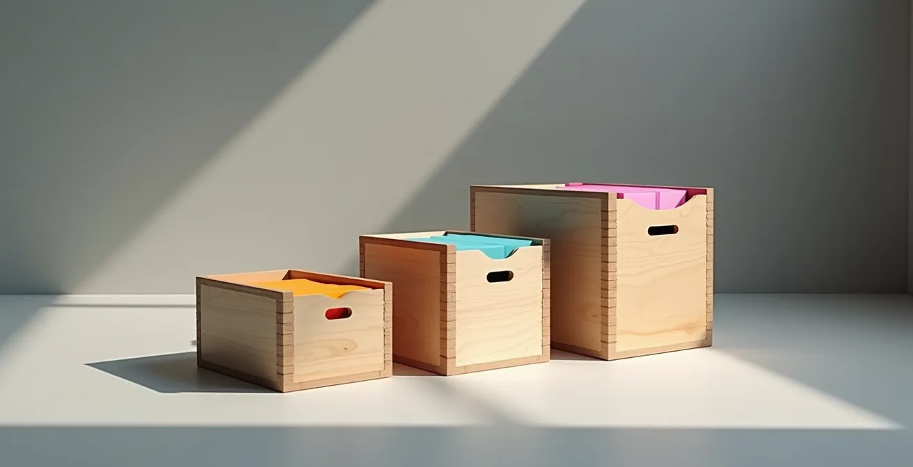 Système de boîtes avec cartes de révision organisées selon la méthode Leitner