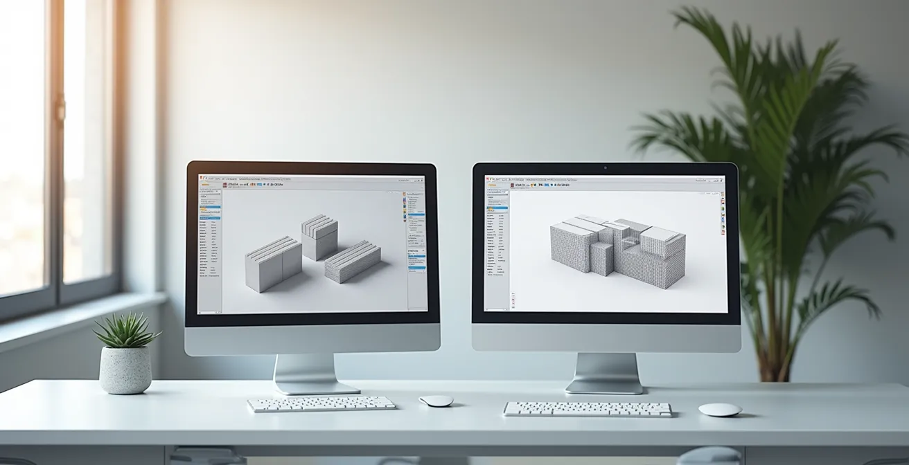 Comparaison visuelle entre interfaces Blender et PowerPoint pour création d'animations