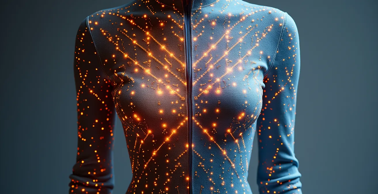 Comparaison microscopique d'un textile intelligent neuf et après multiples lavages