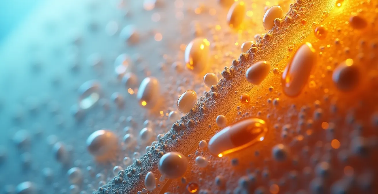 Matériaux à changement de phase intégrés dans un mur moderne montrant l'absorption et la restitution de chaleur