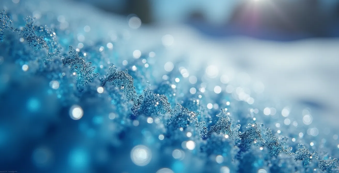 Vue microscopique de microcapsules PCM intégrées dans une fibre textile technique