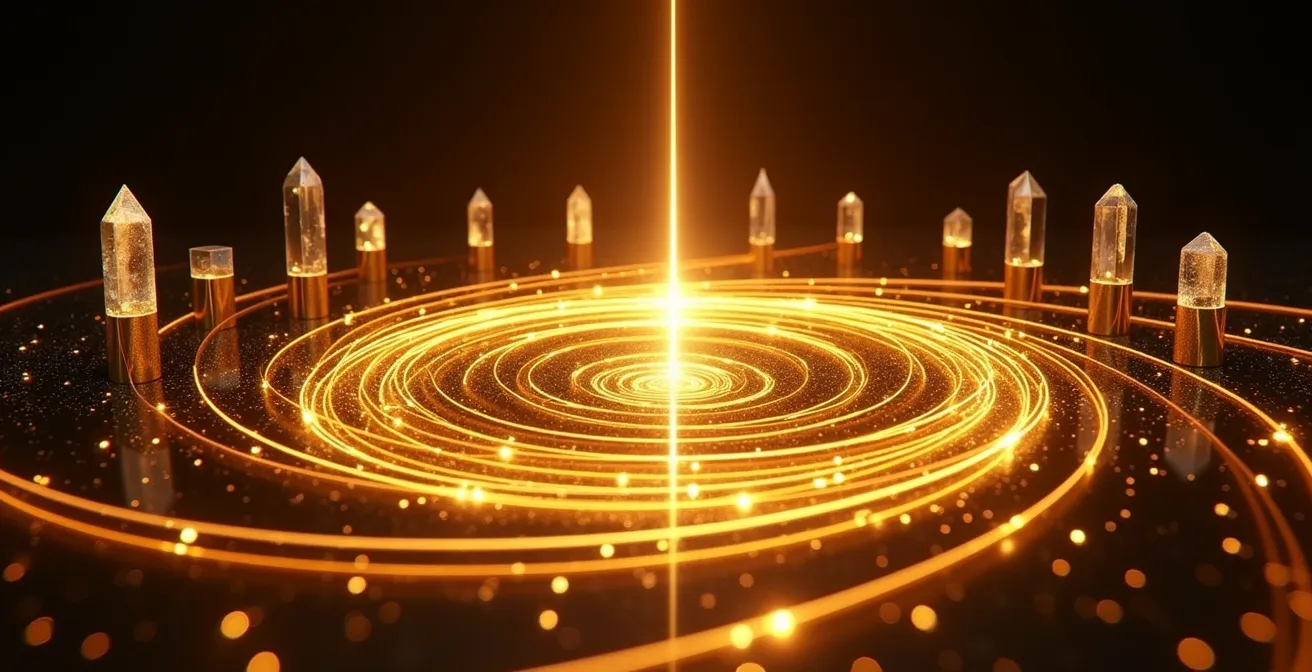 Représentation métaphorique d'une singularité technologique en informatique quantique