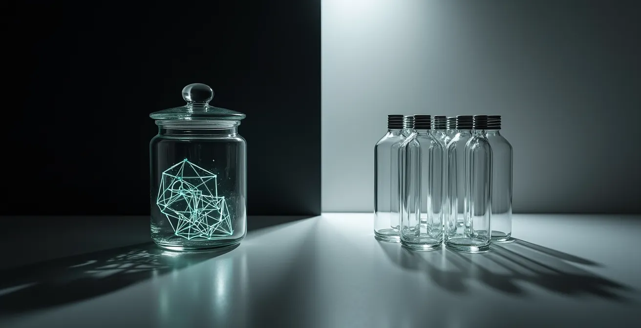 Métaphore visuelle du brevet comme pont entre innovation et partenariats commerciaux