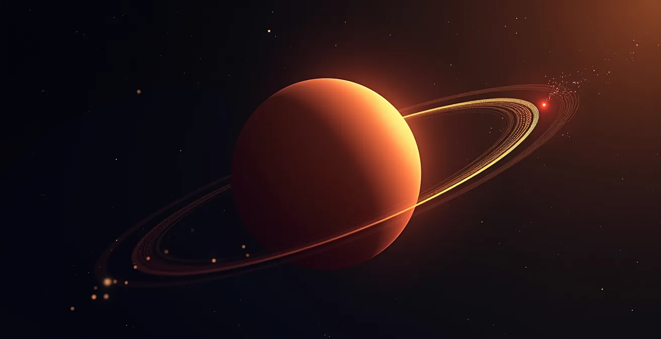 Schéma abstrait de trajectoires orbitales autour de Mars sans texte lisible